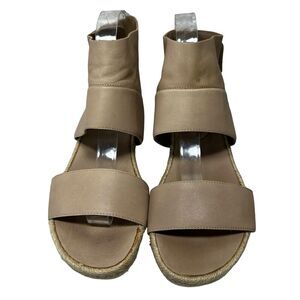 Eileen Fisher Gladiator Sandals Women’s 8.5 Beige Leather Open Toe Ankle Strap
